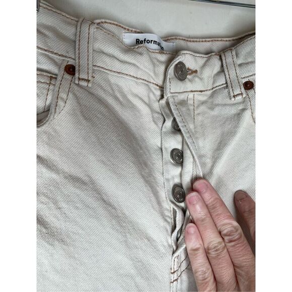 Reformation Cynthia High Rise Straight Jeans in Bone size 26 - Picture 6 of 15